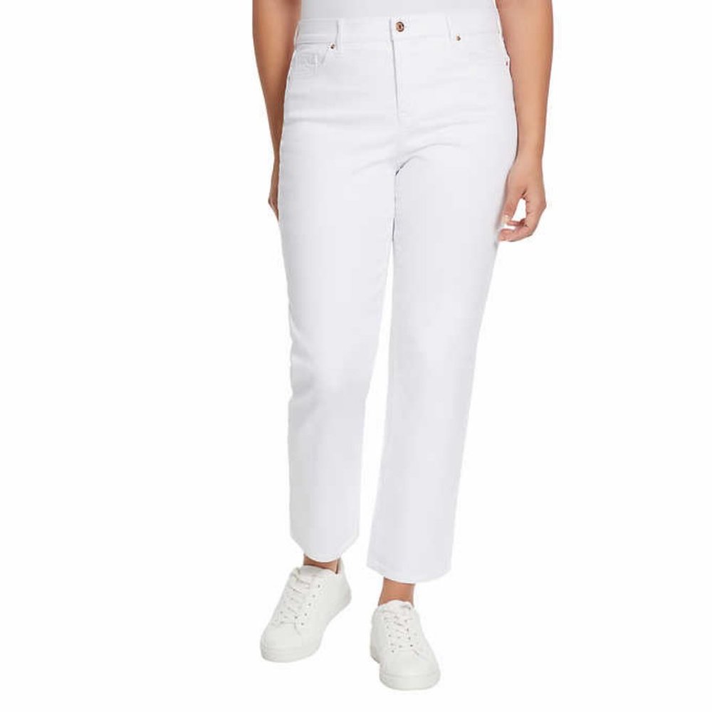 NWT Ella Moss Ladies' Mid-rise Straight Ankle Jean White Stretch Denim Size 12